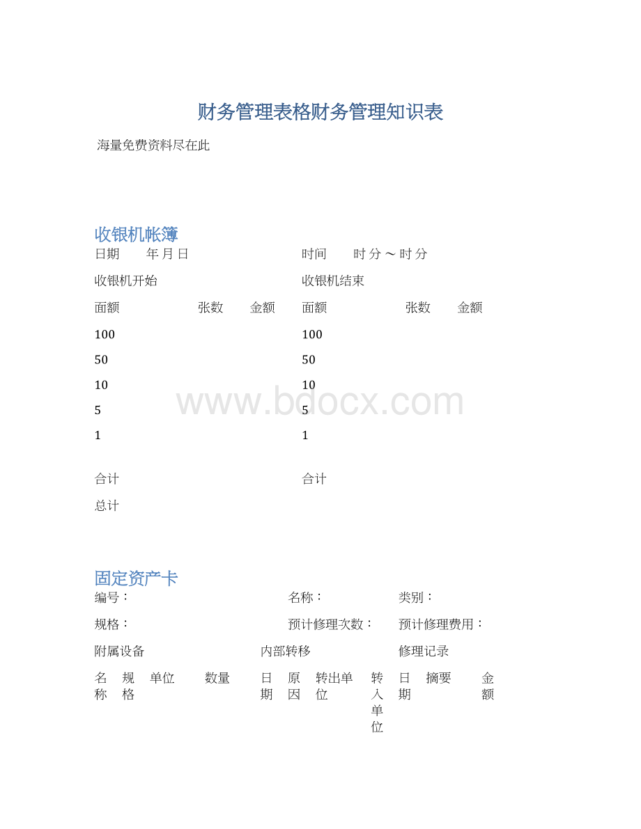 财务管理表格财务管理知识表Word下载.docx_第1页