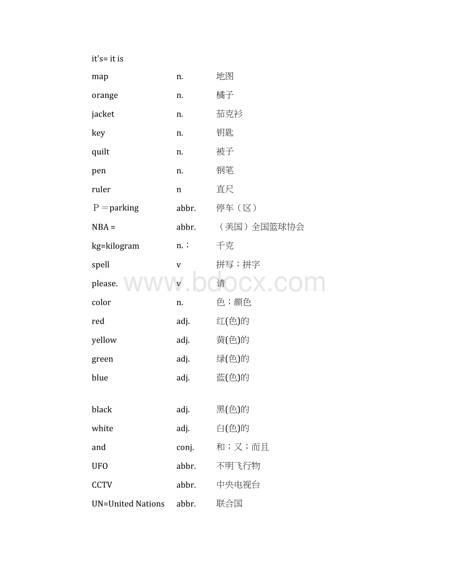 初一人教版英语上册单词表Word格式文档下载.docx_第3页