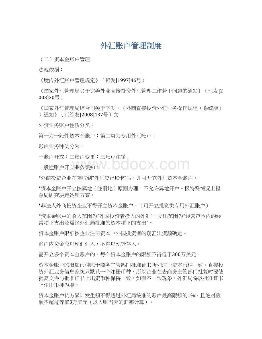 外汇账户管理制度文档格式.docx