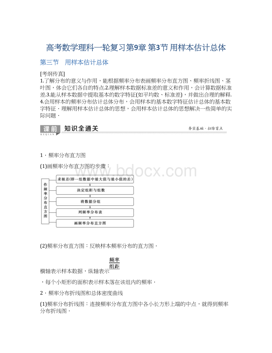 高考数学理科一轮复习第9章 第3节 用样本估计总体.docx_第1页