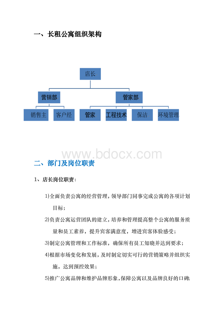 长租公寓（连锁）组织架构及部门岗位职责.docx_第2页