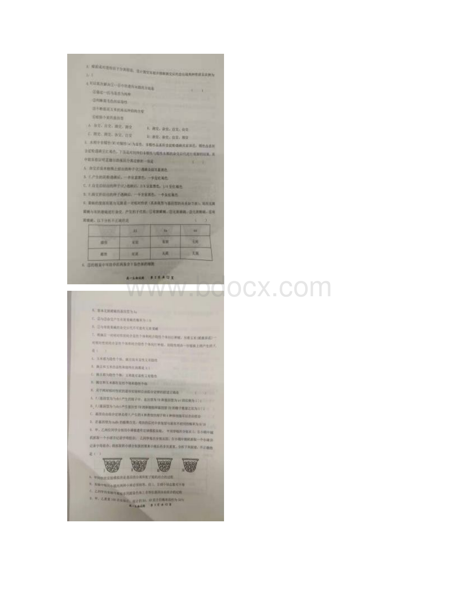 学年河南省八市重点高中联盟高一下学期领军考试生物试题扫描版后附详解.docx_第2页