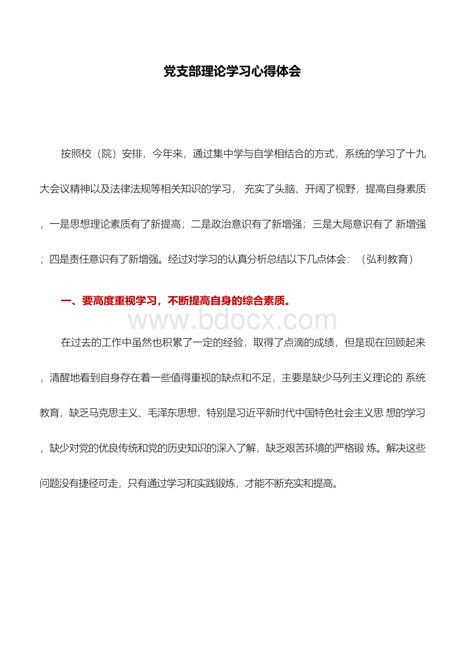 心得体会：党支部理论学习心得体会Word文件下载.docx_第1页