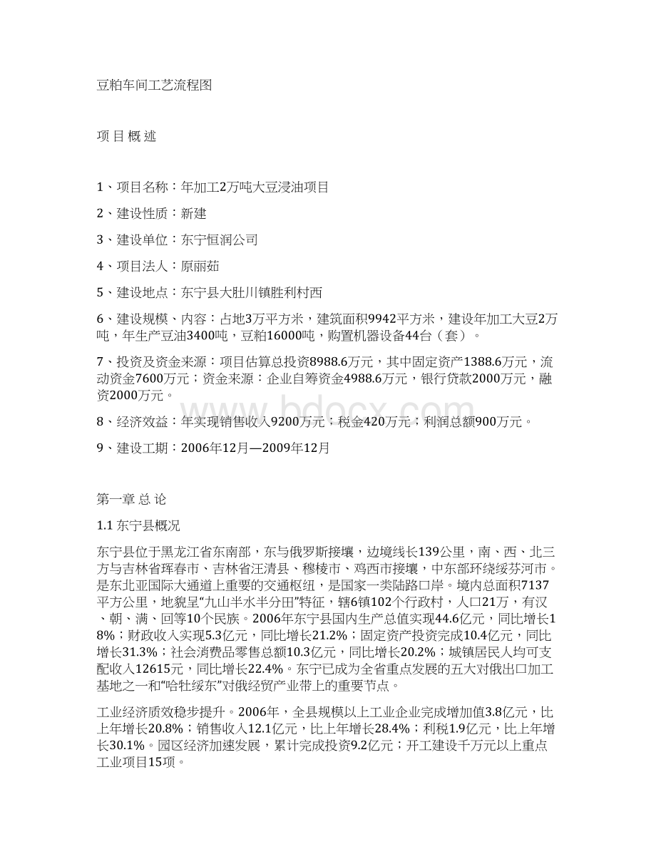 年加工0吨大豆浸油项目可行性研究报告Word格式文档下载.docx_第2页