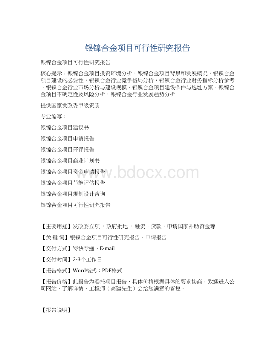 银镍合金项目可行性研究报告.docx_第1页