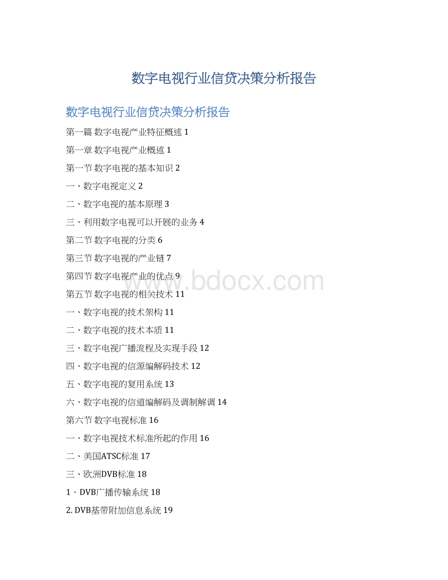 数字电视行业信贷决策分析报告.docx_第1页