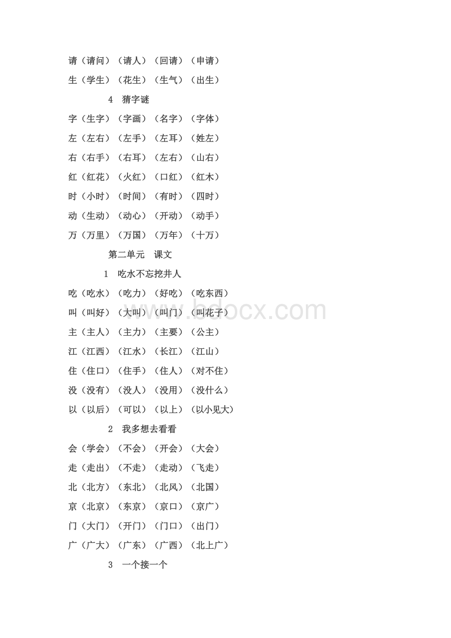 新部编人教版小学一年级语文下册专项练习Word文件下载.docx_第2页