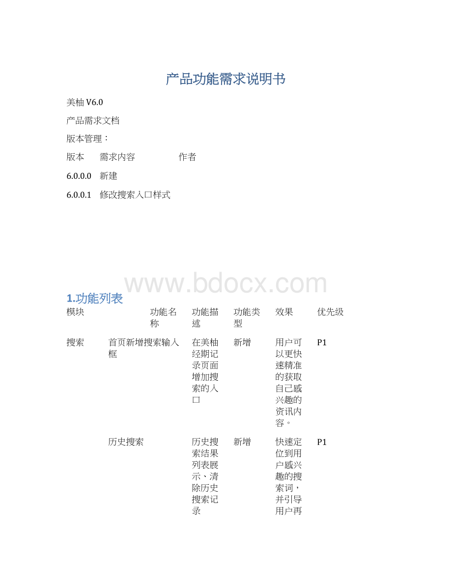 产品功能需求说明书.docx_第1页