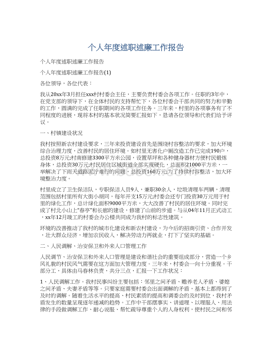 个人年度述职述廉工作报告.docx