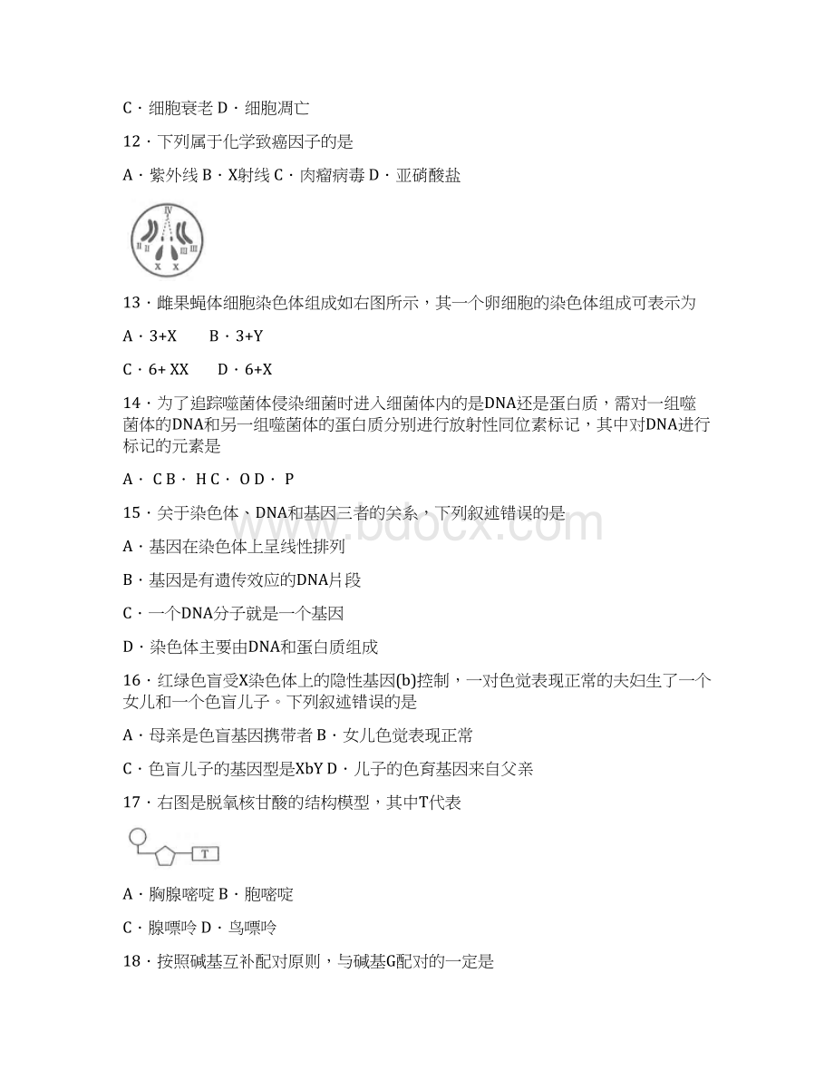 福建省普通高中学业水平合格性考试生物及答案.docx_第3页