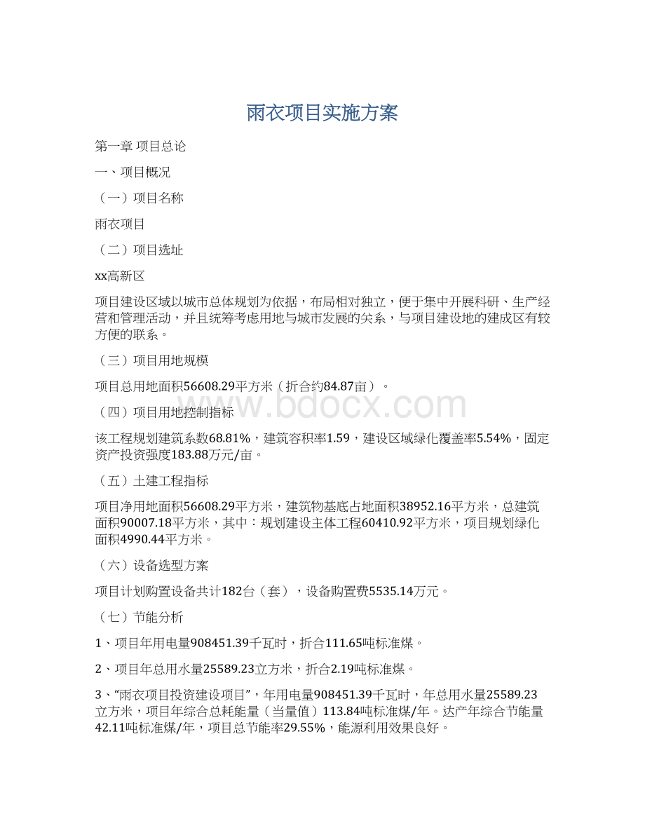 雨衣项目实施方案文档格式.docx_第1页