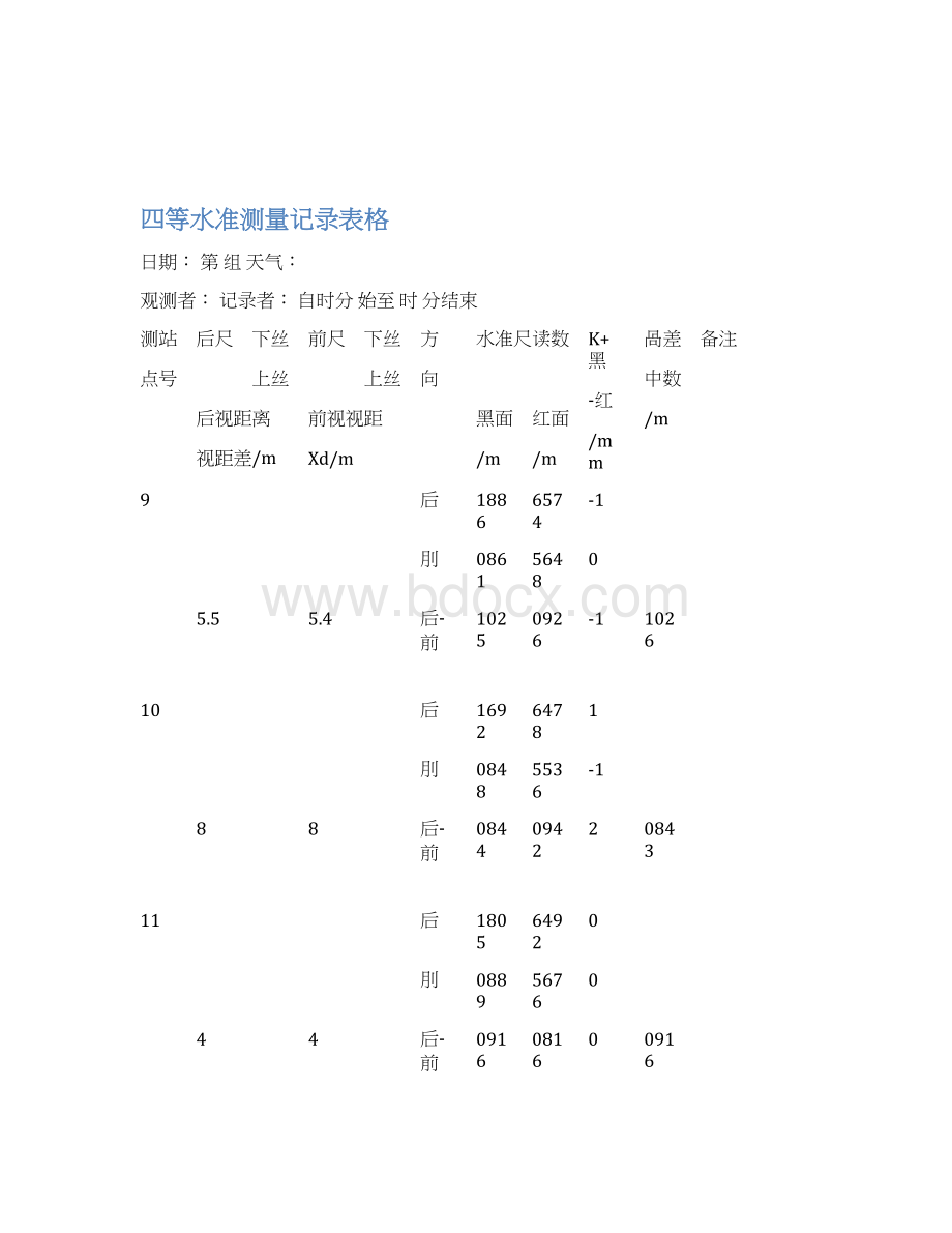 四等水准测量记录簿表格.docx_第3页