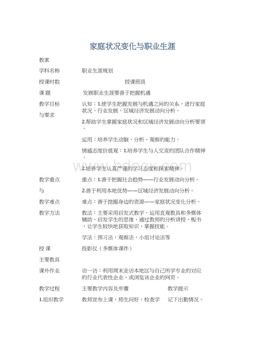 家庭状况变化与职业生涯Word文件下载.docx_第1页