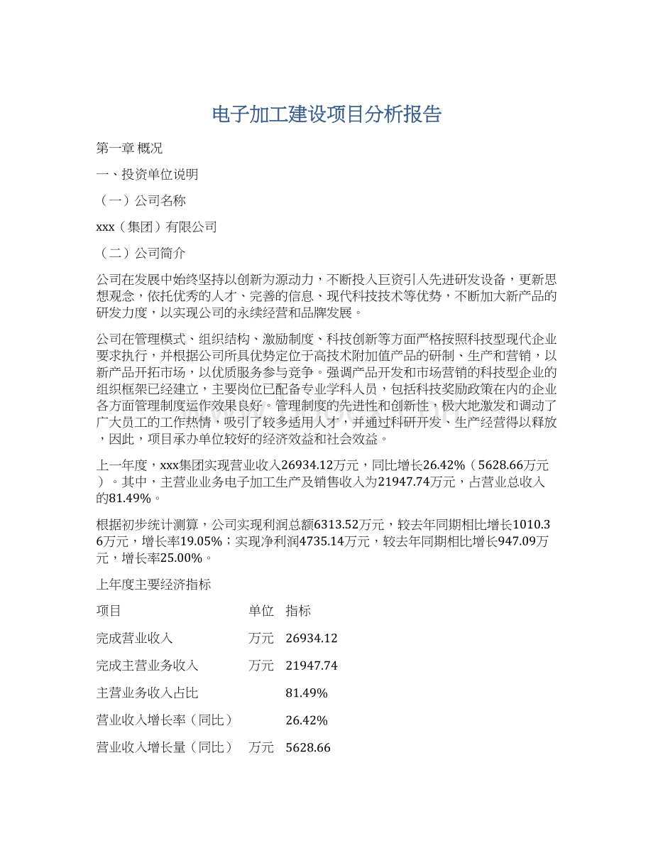 电子加工建设项目分析报告.docx