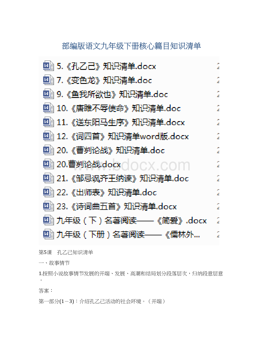 部编版语文九年级下册核心篇目知识清单.docx_第1页
