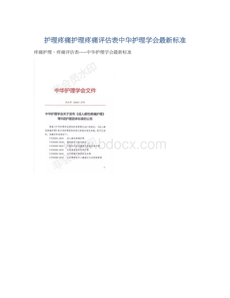 护理疼痛护理疼痛评估表中华护理学会最新标准.docx_第1页