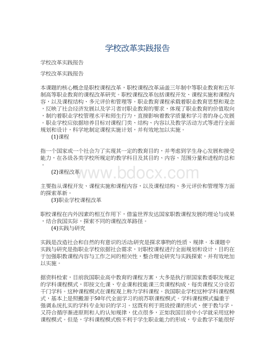 学校改革实践报告Word文档格式.docx