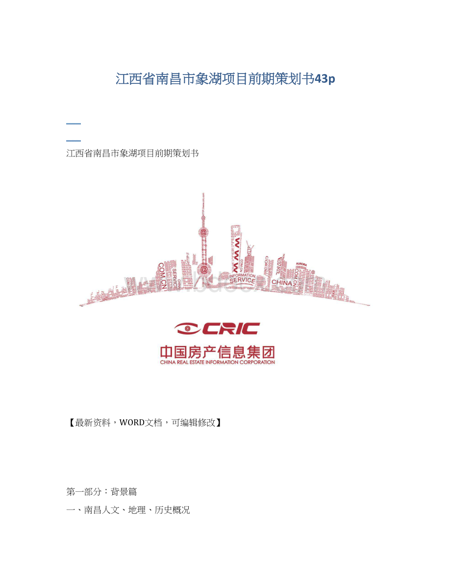 江西省南昌市象湖项目前期策划书43pWord下载.docx