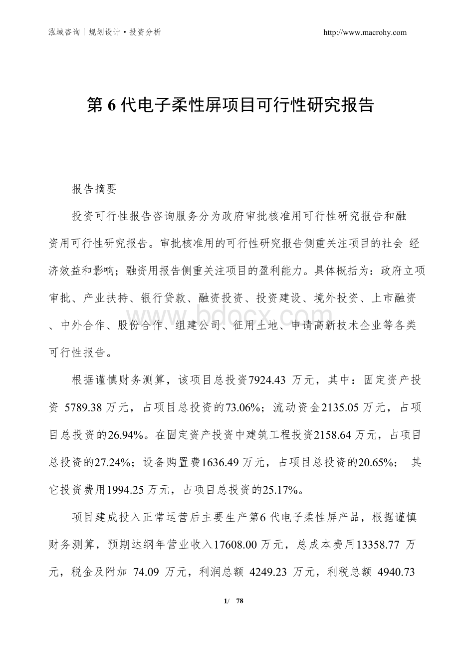 第6代电子柔性屏项目可行性研究报告Word文档格式.docx_第1页