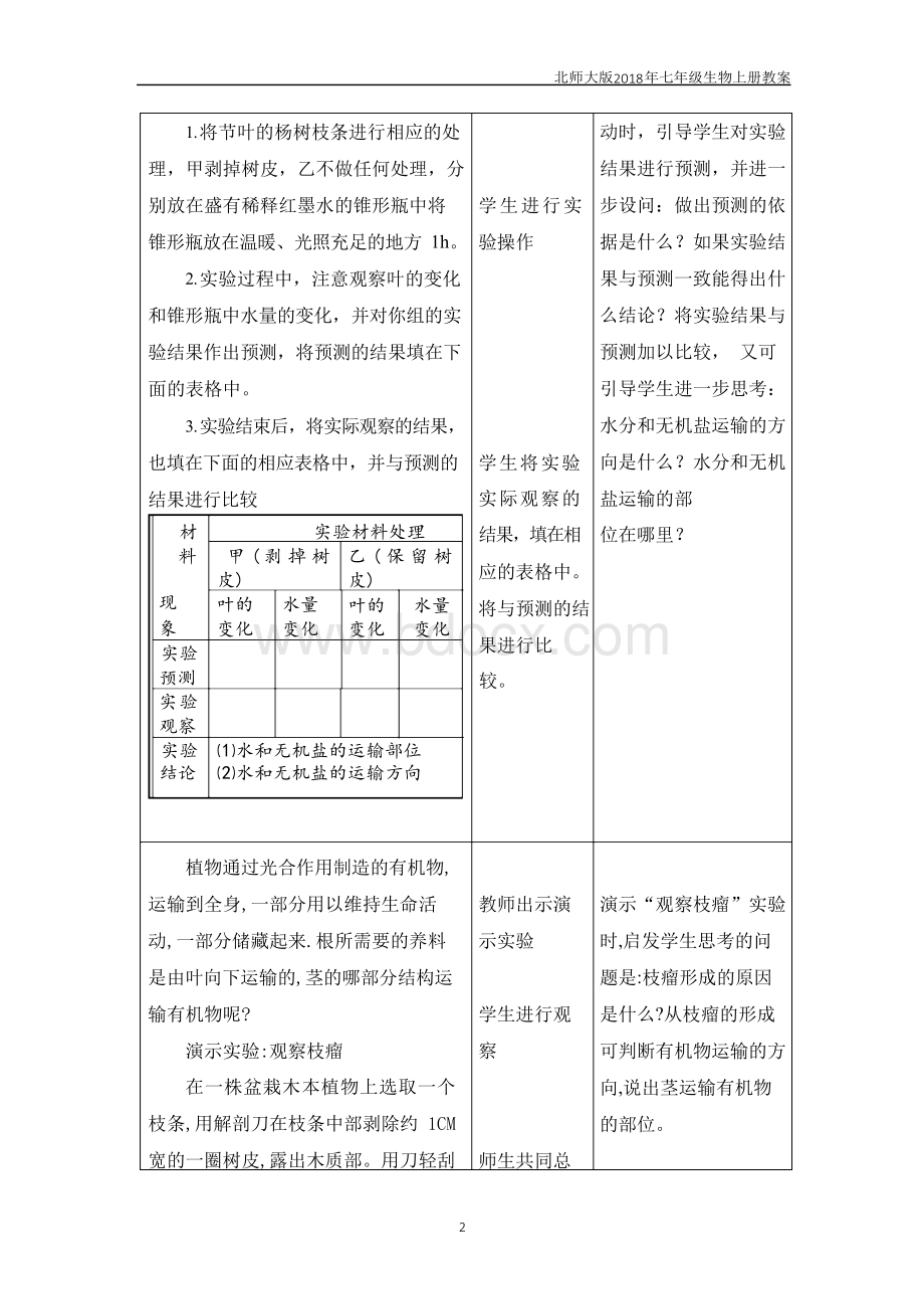 北师大版生物七年级上册3.5.5《运输作用》教案.docx_第2页