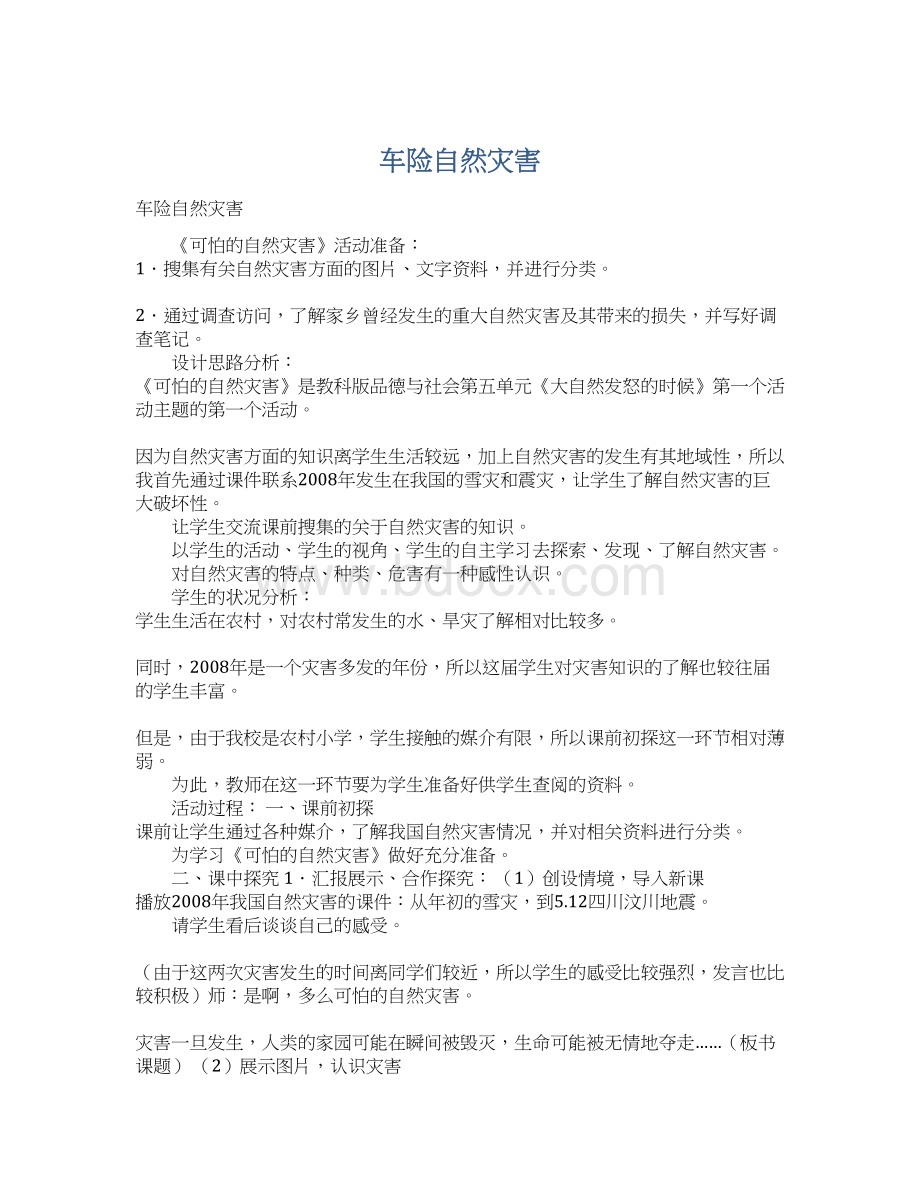 车险自然灾害文档格式.docx