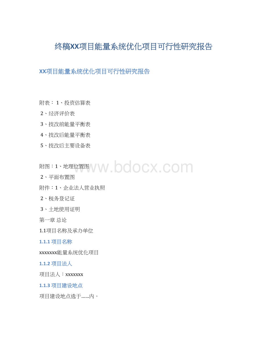 终稿XX项目能量系统优化项目可行性研究报告.docx