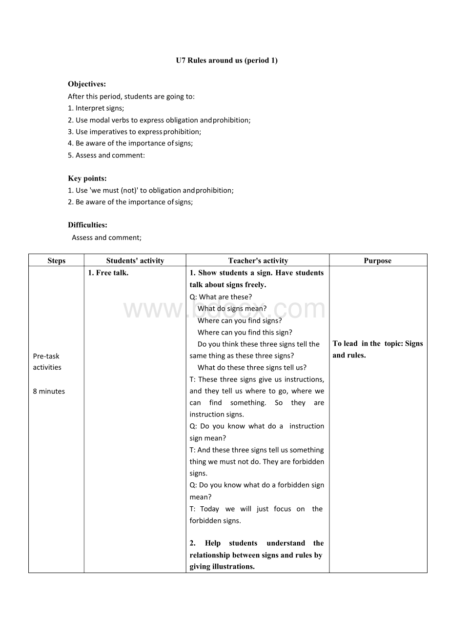 牛津上海版(一起)六上Unit 7《Rules round us》word公开课教案.docx