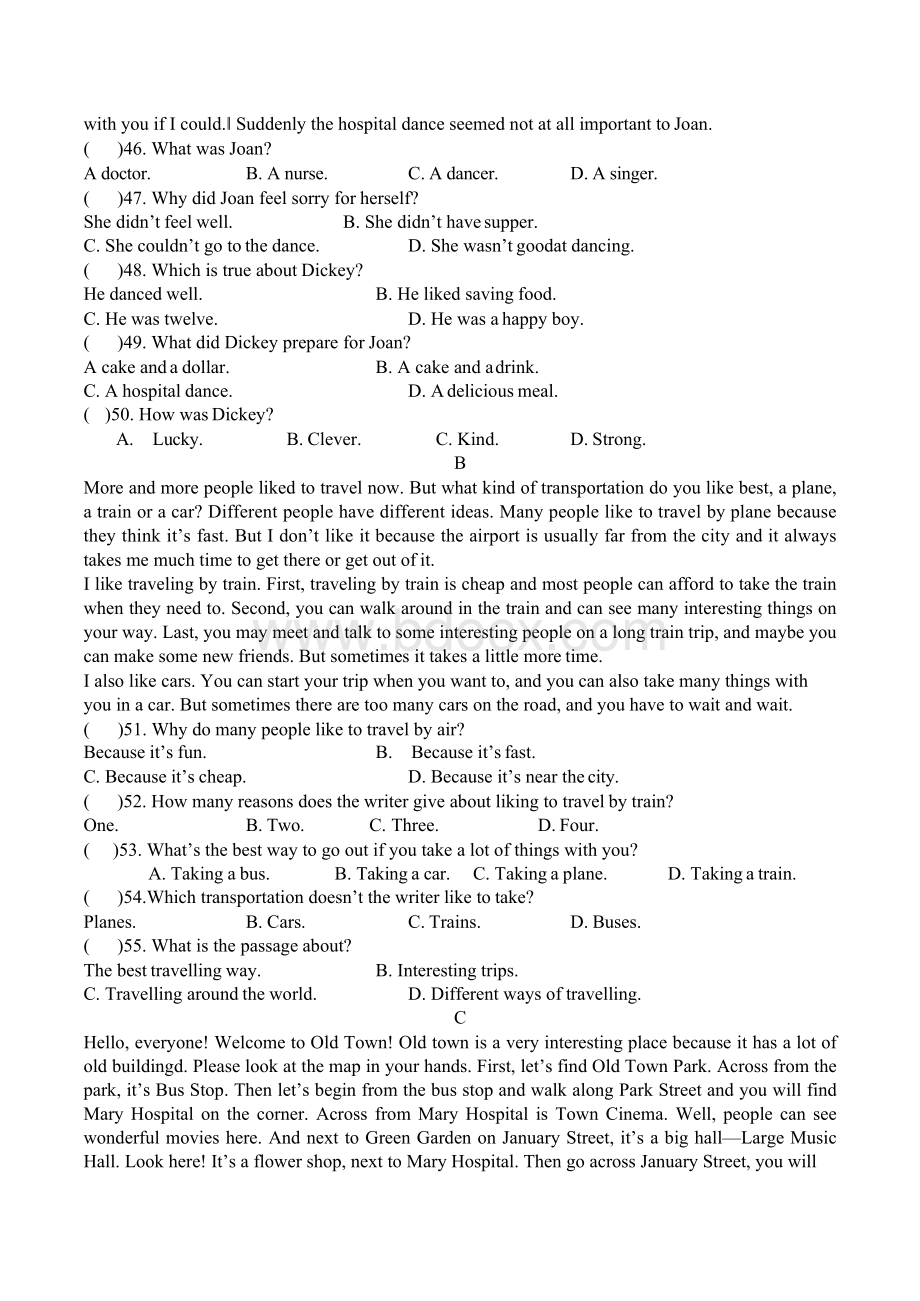 2017年人教版七年级下册英语期末考试试题含参考答案.docx_第3页