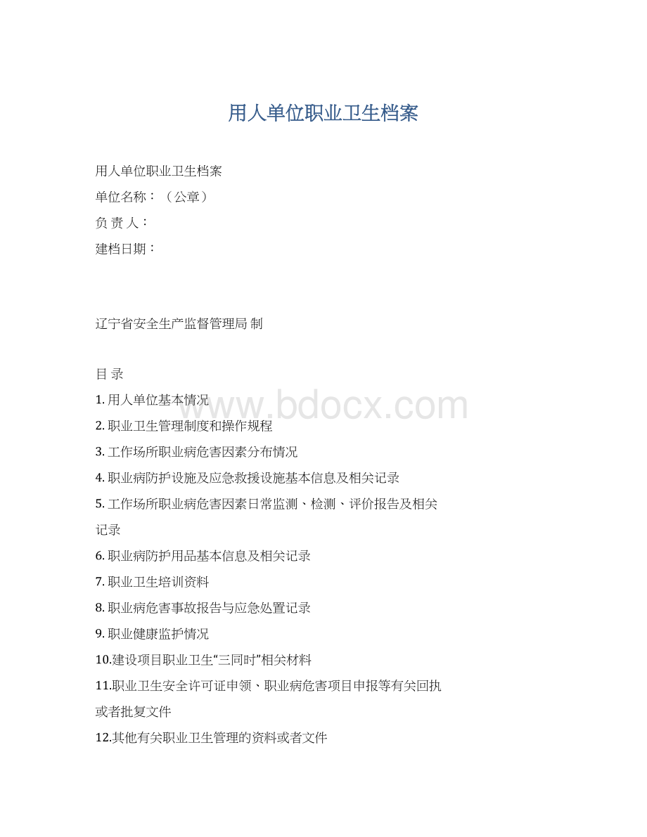 用人单位职业卫生档案Word文档格式.docx