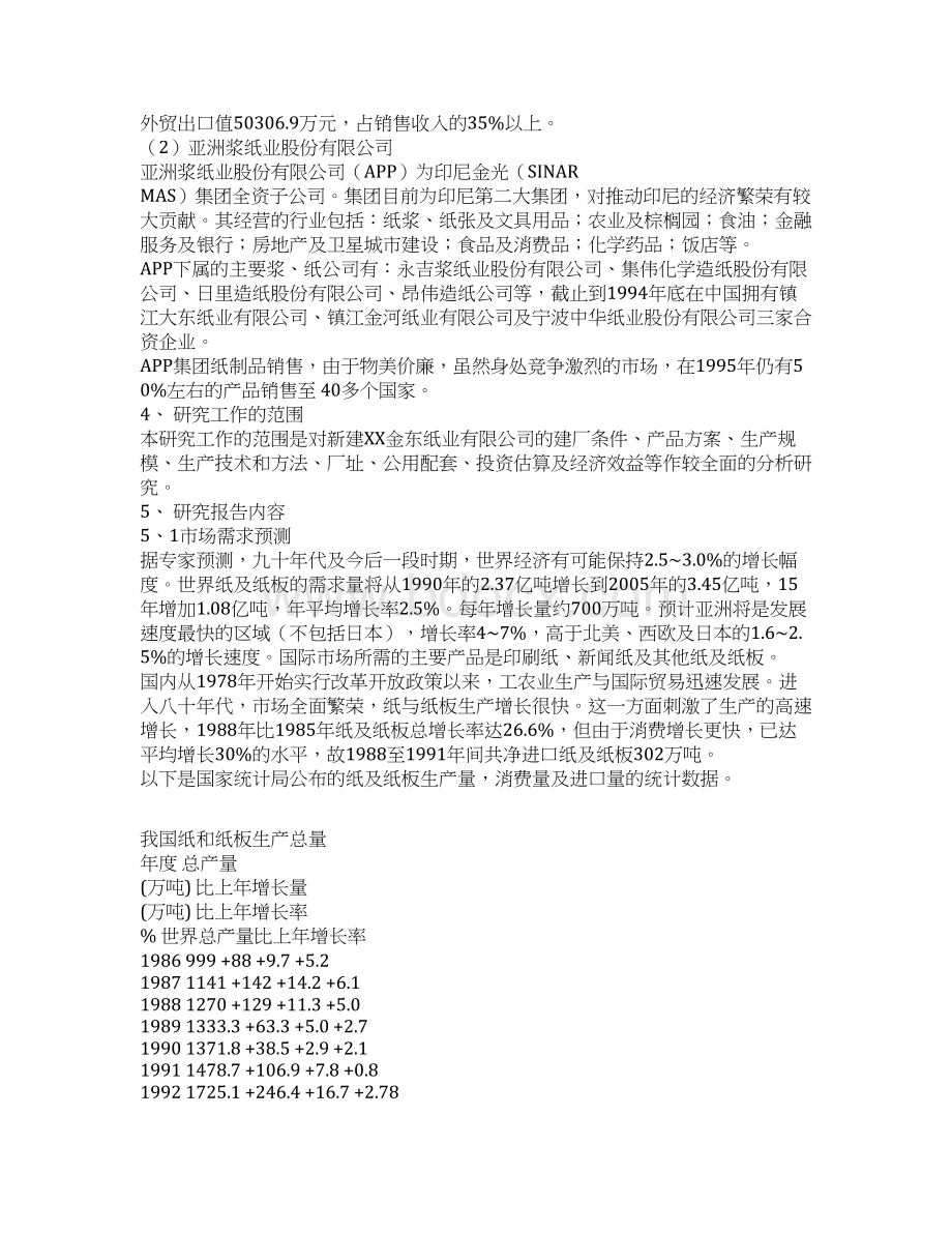 实用XX中外合资纸业生产企业项目新建可行性研究报告.docx_第3页