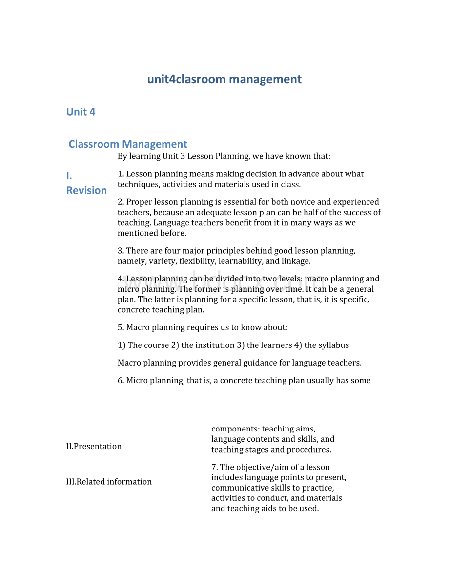 unit4clasroom managementWord格式文档下载.docx_第1页