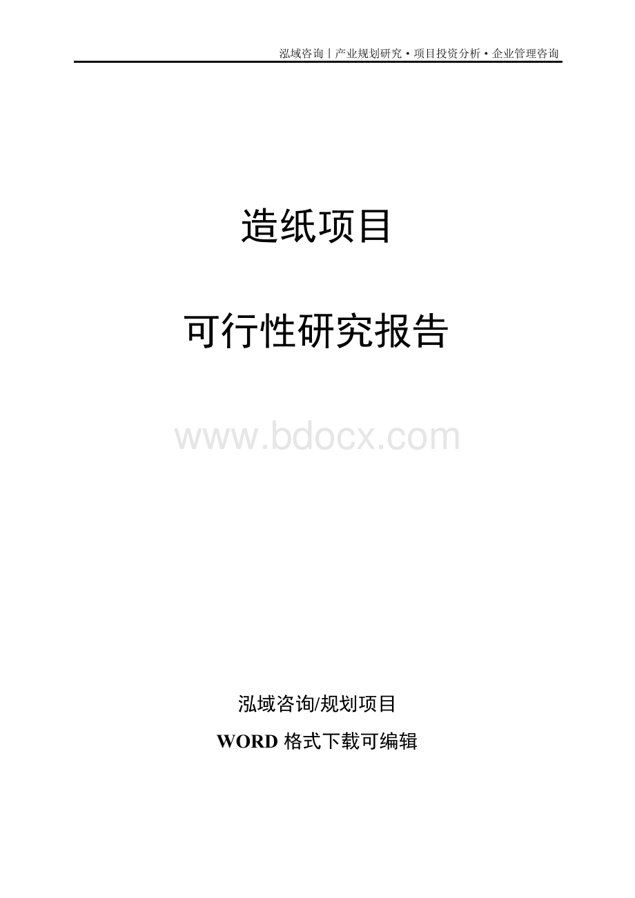 造纸项目可行性研究报告Word下载.docx