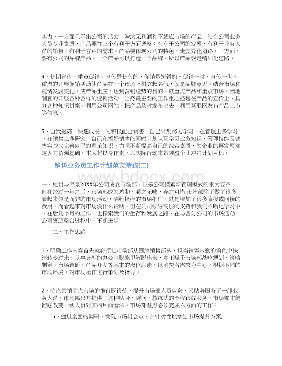 销售业务员工作计划范文精选Word格式.docx_第2页