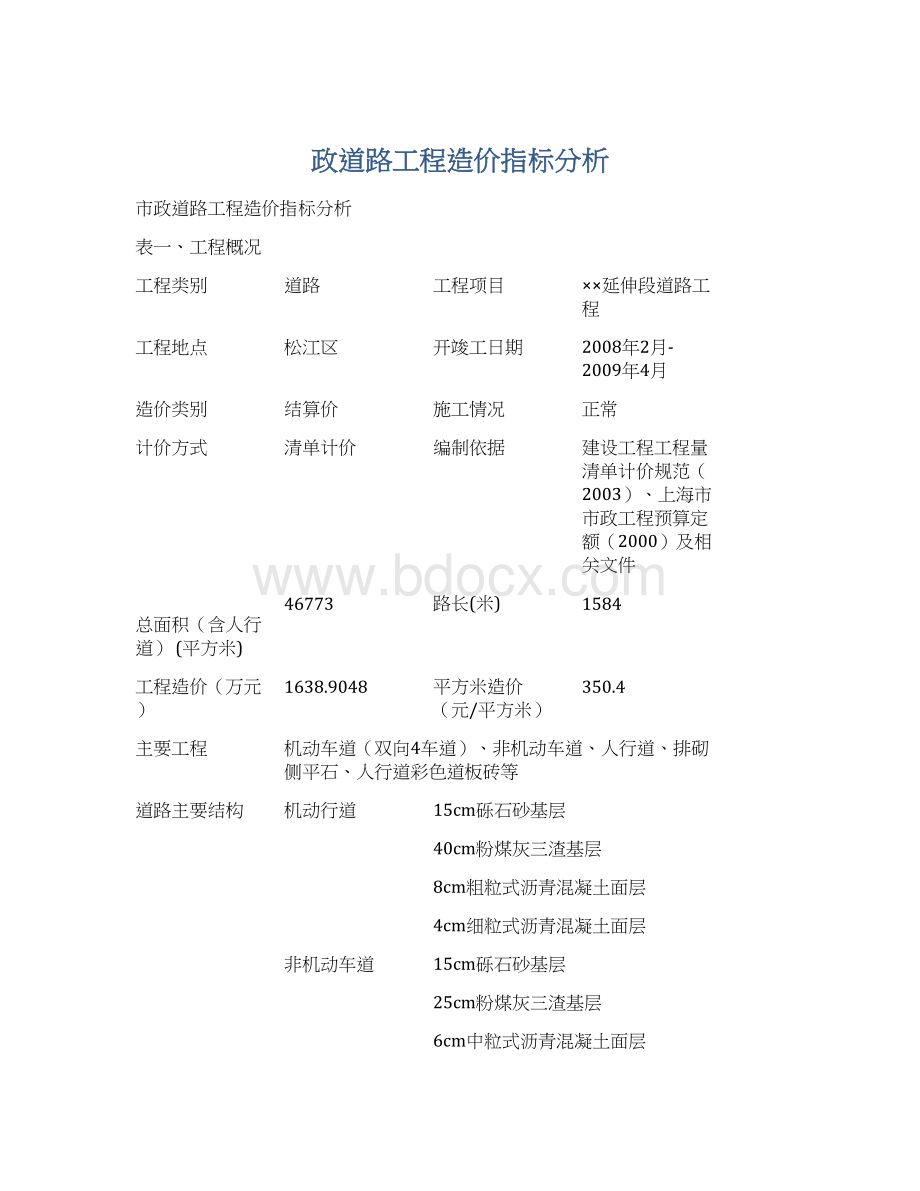 政道路工程造价指标分析文档格式.docx_第1页