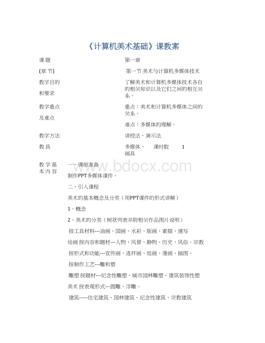 《计算机美术基础》课教案.docx