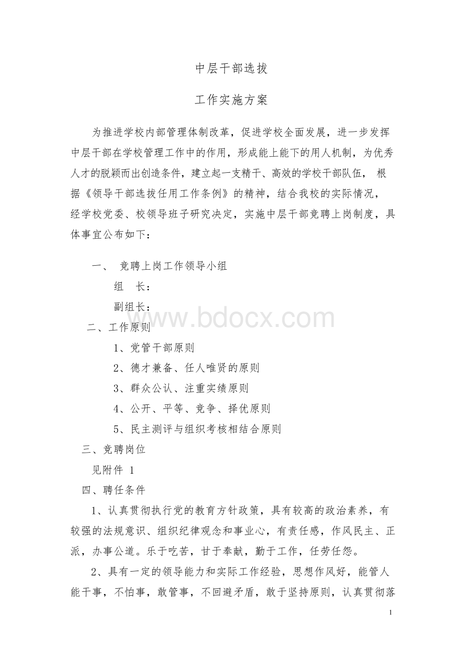 学校中层干部选拔工作实施方案文档格式.docx