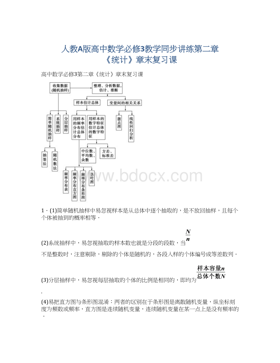 人教A版高中数学必修3教学同步讲练第二章 《统计》章末复习课.docx_第1页