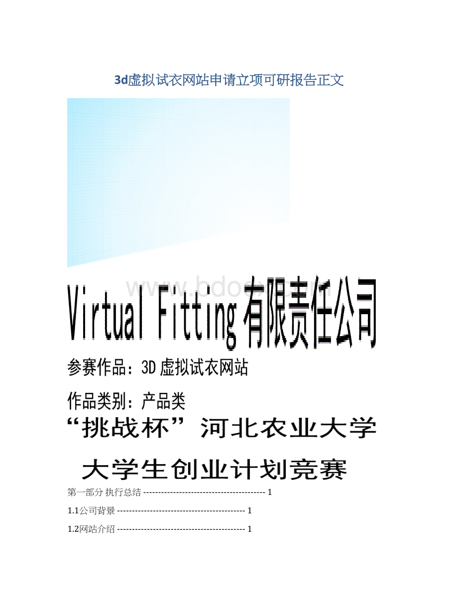 3d虚拟试衣网站申请立项可研报告正文文档格式.docx_第1页