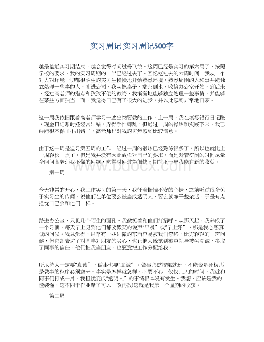 实习周记 实习周记500字.docx