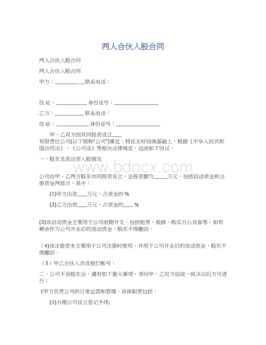 两人合伙入股合同.docx