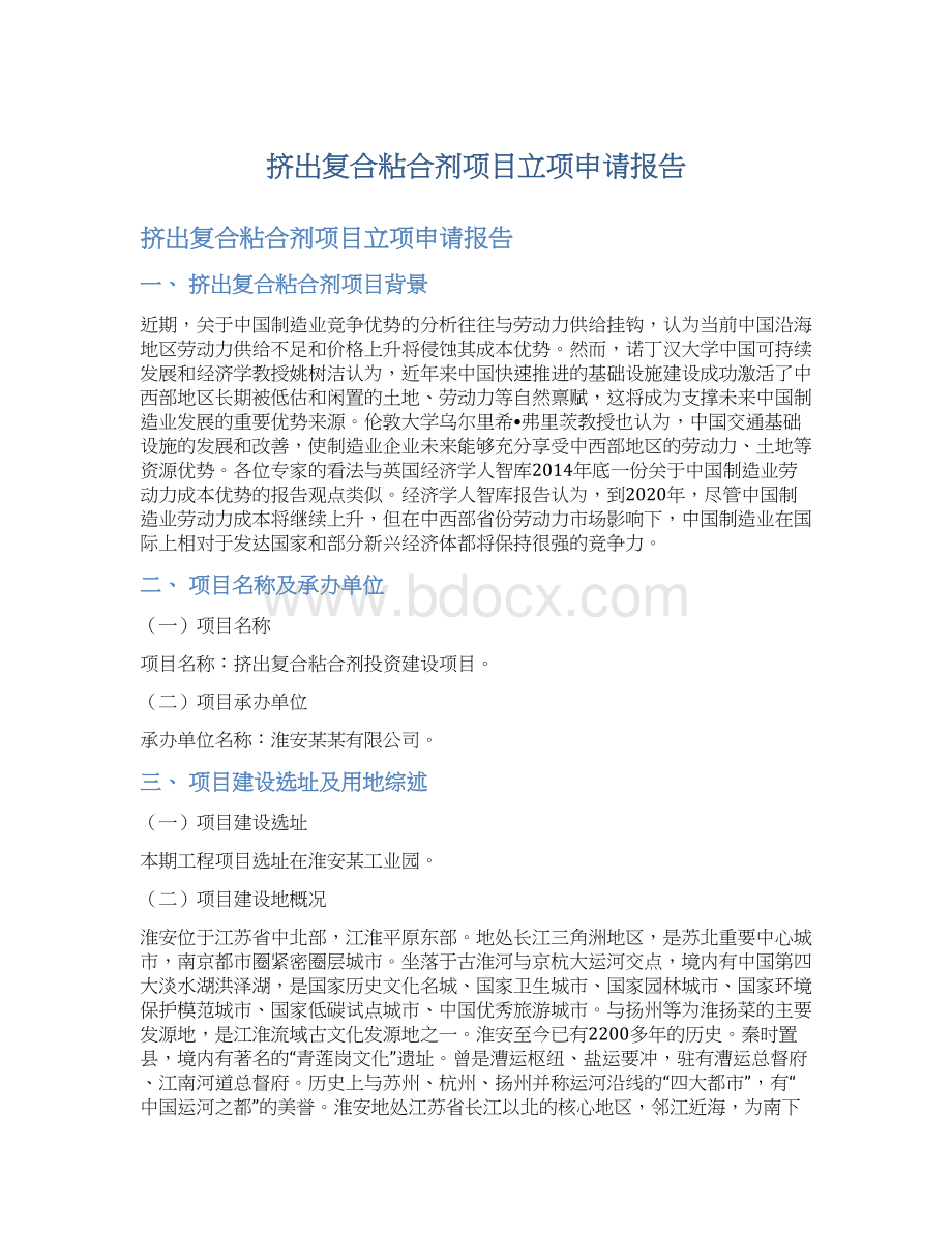 挤出复合粘合剂项目立项申请报告.docx