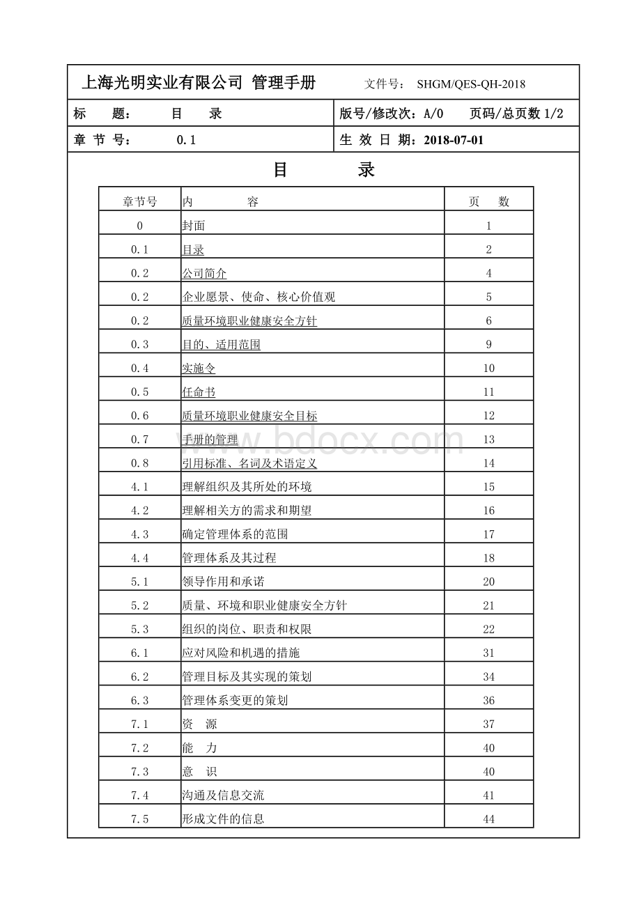 新版三标一体QES管理手册和程序文件合并本2018版.docx_第2页