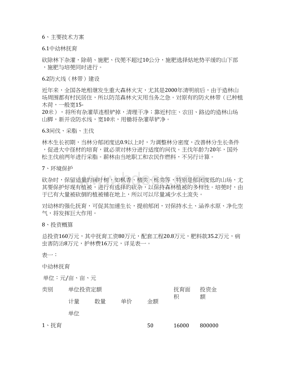 XX林场中幼林抚育项目可行性研究报告Word格式.docx_第2页