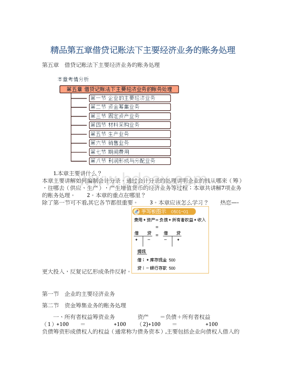 精品第五章借贷记账法下主要经济业务的账务处理.docx_第1页