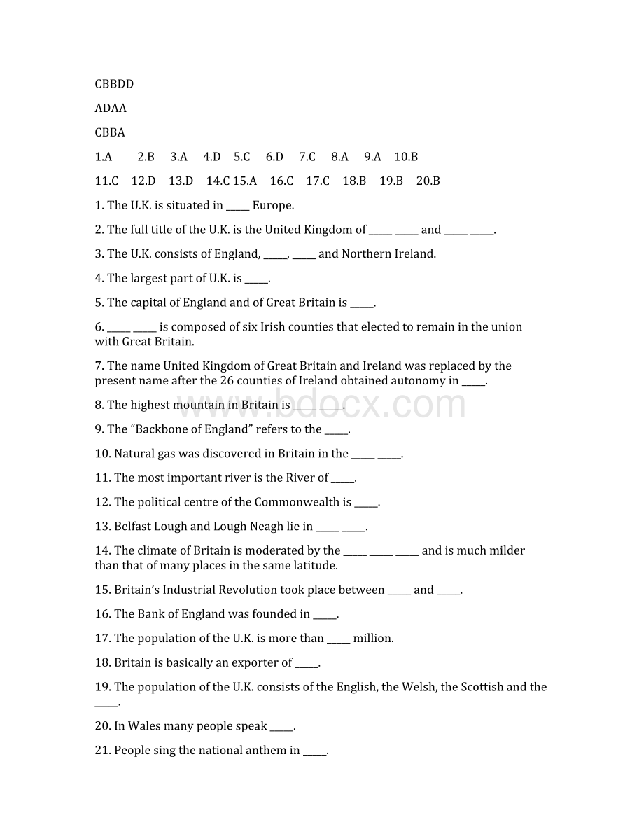 British Survey Test 英语国家概况全知识点题库.docx_第3页