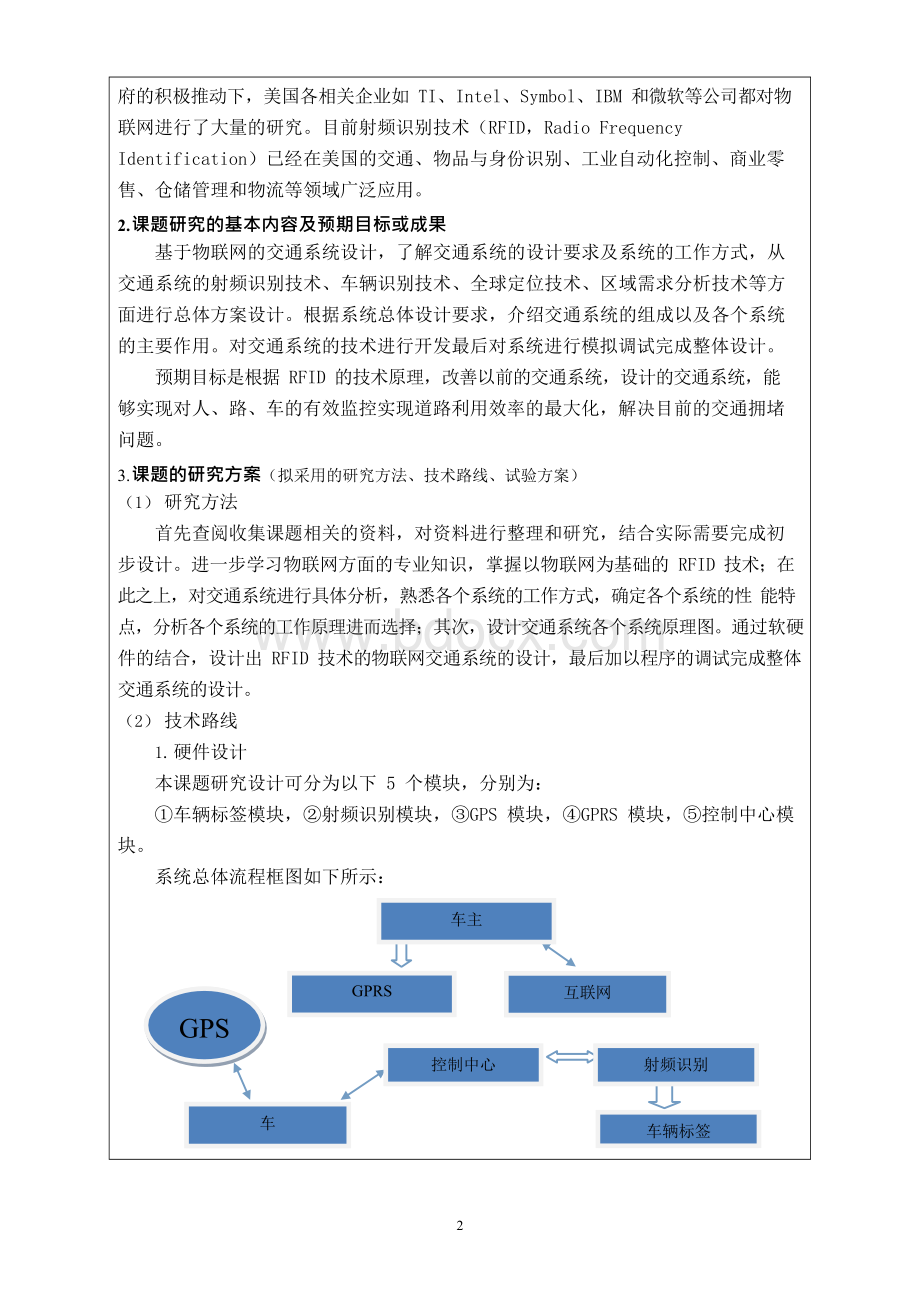 基于物联网的RFID交通系统设计开题报告资料文档格式.docx_第2页