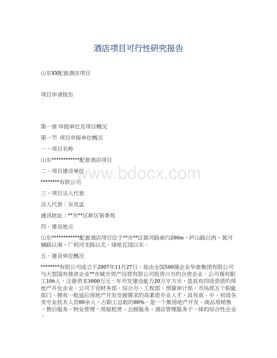 酒店项目可行性研究报告.docx