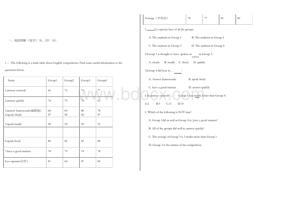 新人教版初中英语九年级上册阅读理解Word文档格式.docx