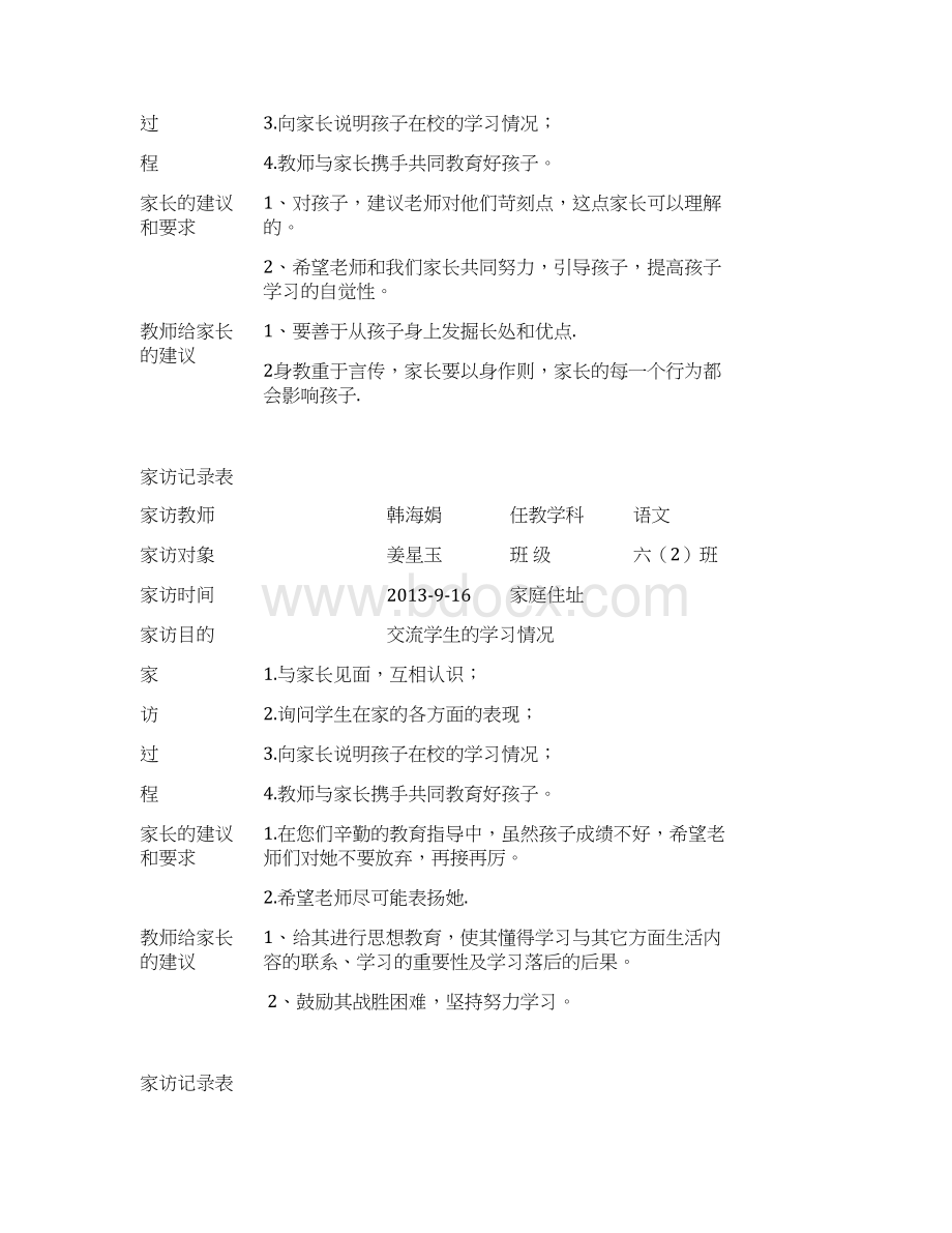 小学家访记录表Word文档格式.docx_第2页