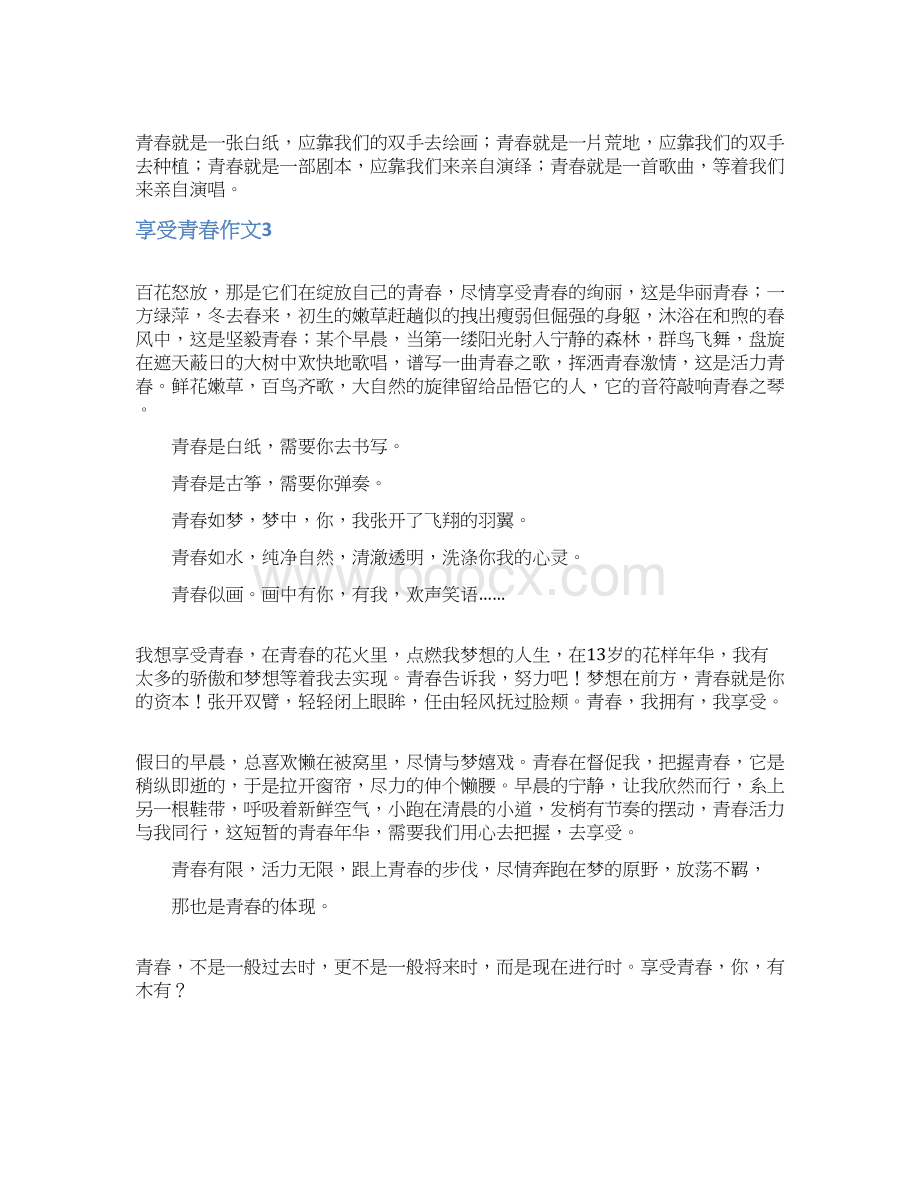 享受青春作文Word格式文档下载.docx_第3页